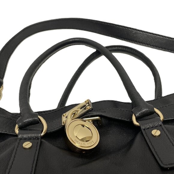 MICHAEL KORS Handbag Soft Black Leather Gold Locket Chain 2-Way *EUC* FABULOUS!! - Picture 7 of 15